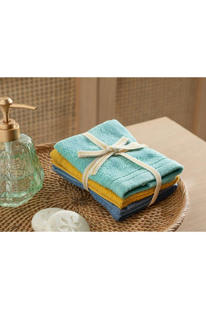 Simple Cotton 3 Pcs Hand Towel 30x30 Cm Ablue-green-yellow - Swordslife