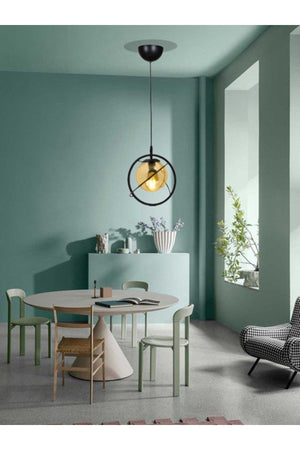 Single Black Bal Glass Chandelier-modern-industrial-sarkıt Avize-salon-mutfak-child Room-tobacco Zimmer - Swordslife