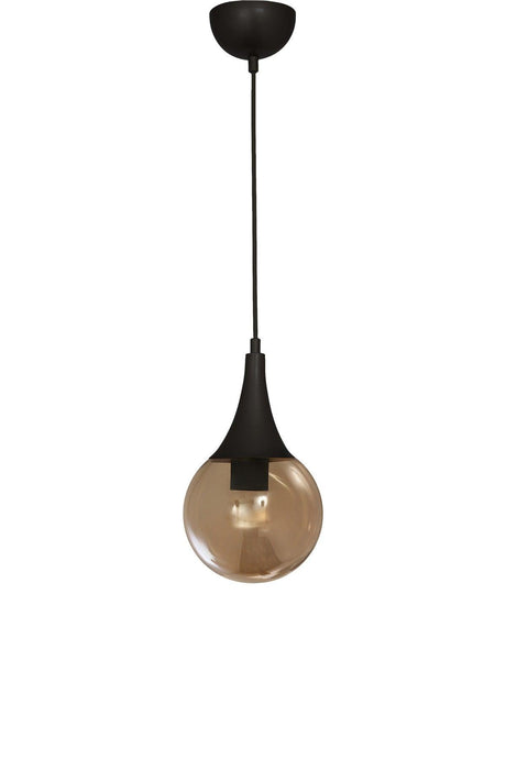 Single Drop Black Round Honey Glass Pendant Lamp Chandelier - Swordslife