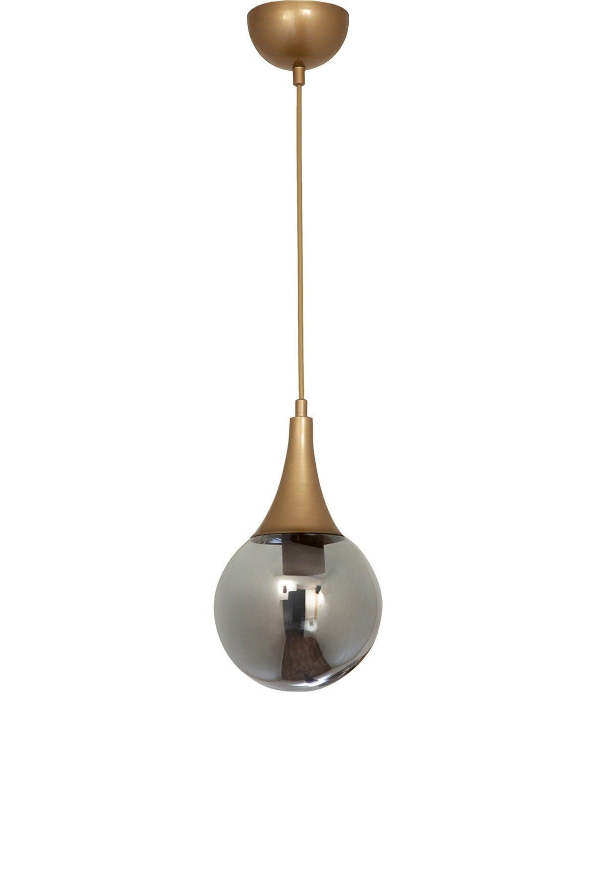 Single Drop Tumbled Round Smoked Glass Pendant Lamp Chandelier - Swordslife