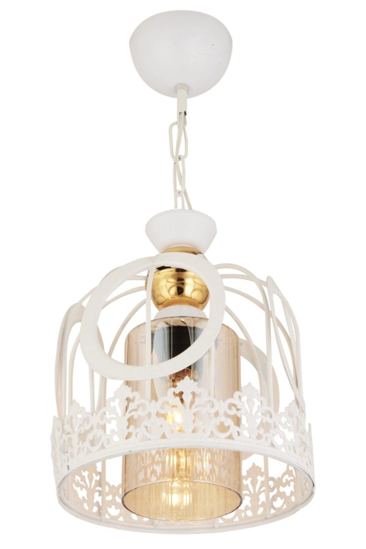 Single Lace White Modern Downward Facing Chandelier - Swordslife