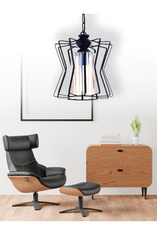 Single Pear Glass Black Chandelier - Swordslife