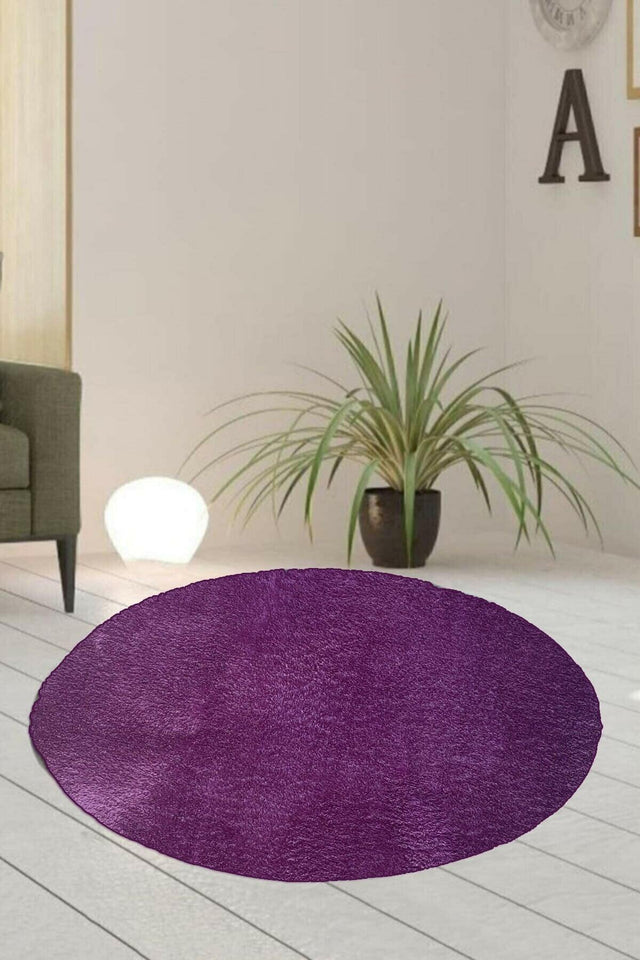 Single Round Post Plush Bath Rust Gel Non-Slip Base Lilac 100x100 - Swordslife