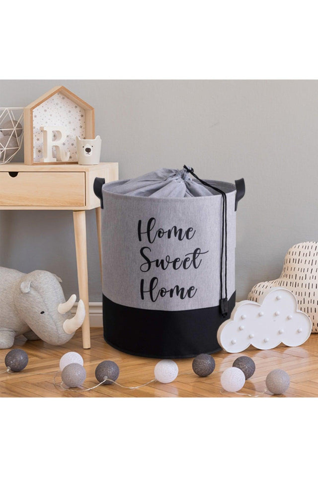 Six Leather Laundry Basket - Gray - Swordslife