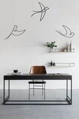 Black Wood 3 Piece Modern Bird Wall Decor 40x55cm Mdf Table For Living Room Living Room Bedroom - Swordslife