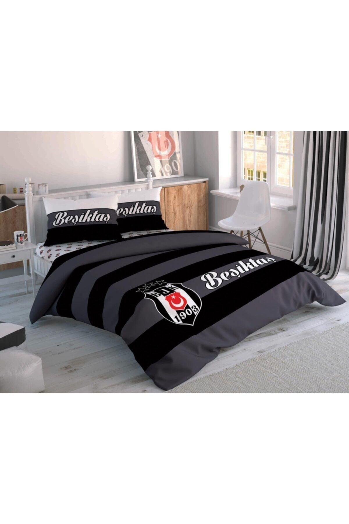 Black Beşiktaş Striped Duvet Cover Set - Swordslife