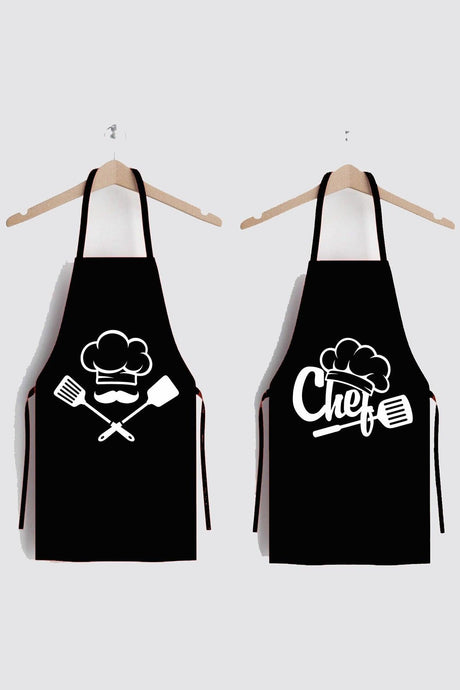 Black Chefs Double Stain Resistant Fabric Kitchen Apron - Swordslife