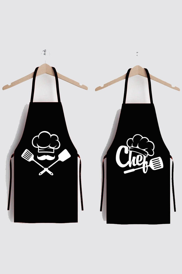 Black Chefs Double Stain Resistant Fabric Kitchen Apron - Swordslife