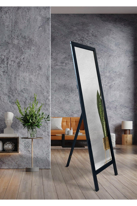 Black Natural Wooden Leg Full Length Mirror145x40cm - Swordslife