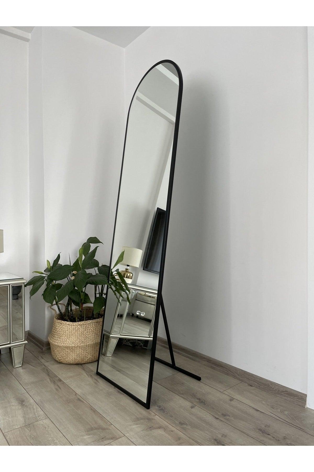 Black Metal Framed 180x50 Cm Oval Footed Full Length Mirror - Swordslife