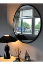 Black Metal Framed Round Mirror 60 Cm - Swordslife