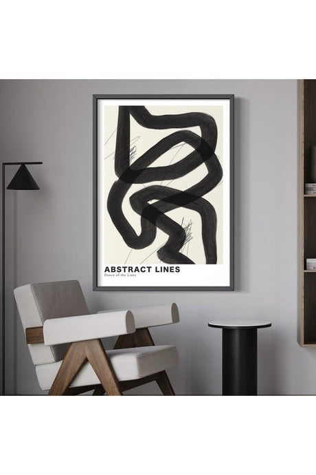 Black Abstract Lines Set of 2 Unframed Posters, Modern Painting Poster, Wall Decoration - Swordslife