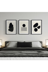 Black Stone Pattern 3 Piece Unframed Poster Set, Abstract And Modern Painting Poster, Wall Decoration - Swordslife