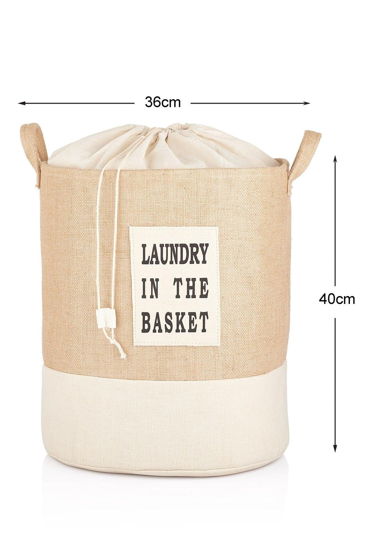 Ribbon Base Cylinder Jute Laundry Basket - Swordslife