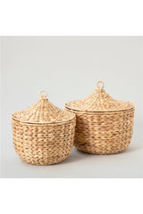 Sofia Basket With Lid 30x31 Cm Natural - Swordslife