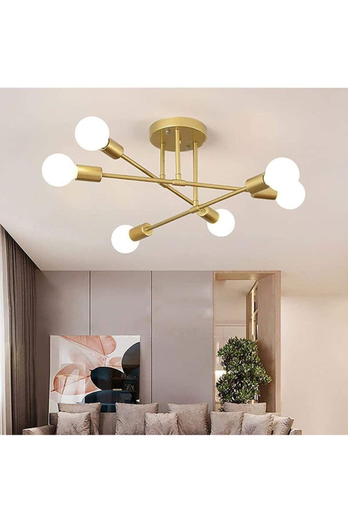 Spider 6 L Çapraz Modern Sports Ceiling Plofonyer Gold Ehemaliger Kronleuchter(ohne) - Swordslife