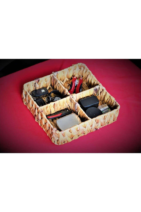 Square Mesh 4 Compartments Room, Office, Desk, Countertop, Kitchen & Storage Organizer Wicker Basket Or Box - Swordslife