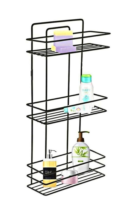 Stainless Black 3 Tiers Flat Bathroom Corner Shampoo Corner Bathroom Shelf - Swordslife