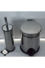 Stainless Chrome Standard Size Smart Toilet Brush & Pedal 3l Trash Can Set - Swordslife