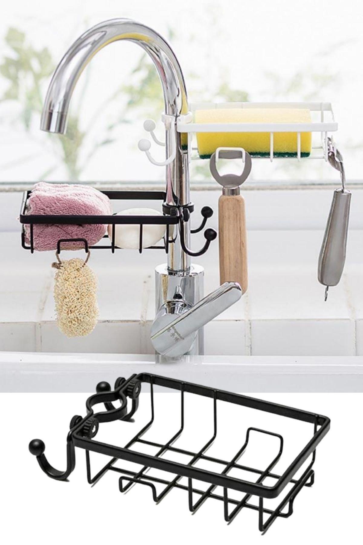 Stainless Steel Kitchen Bathroom Faucet Fixable Soap and Sponge Holder - Swordslife