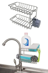 Stainless Steel Two Tiers Kitchen And Bathroom Organizer Faucet Soap Dispenser Shampoo Rack - Swordslife