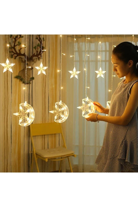 Star Moon Curtain Led Lights Animated