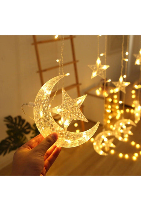 Star Moon Curtain Led Lights Animated