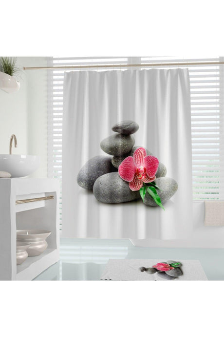 Stone Pattern Bathroom Curtain Colorful Flower Pattern Shower Curtain 180x200 cm - Swordslife