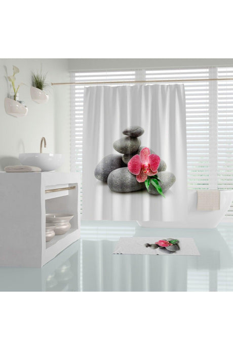 Stone Pattern Bathroom Curtain Colorful Flower Pattern Shower Curtain 180x200 cm - Swordslife
