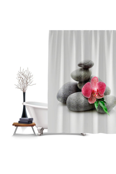 Stone Pattern Bathroom Curtain Colorful Flower Pattern Shower Curtain 180x200 cm - Swordslife