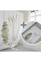 Stone Pattern Bathroom Curtain Set-50x80 Cm Non-Slip