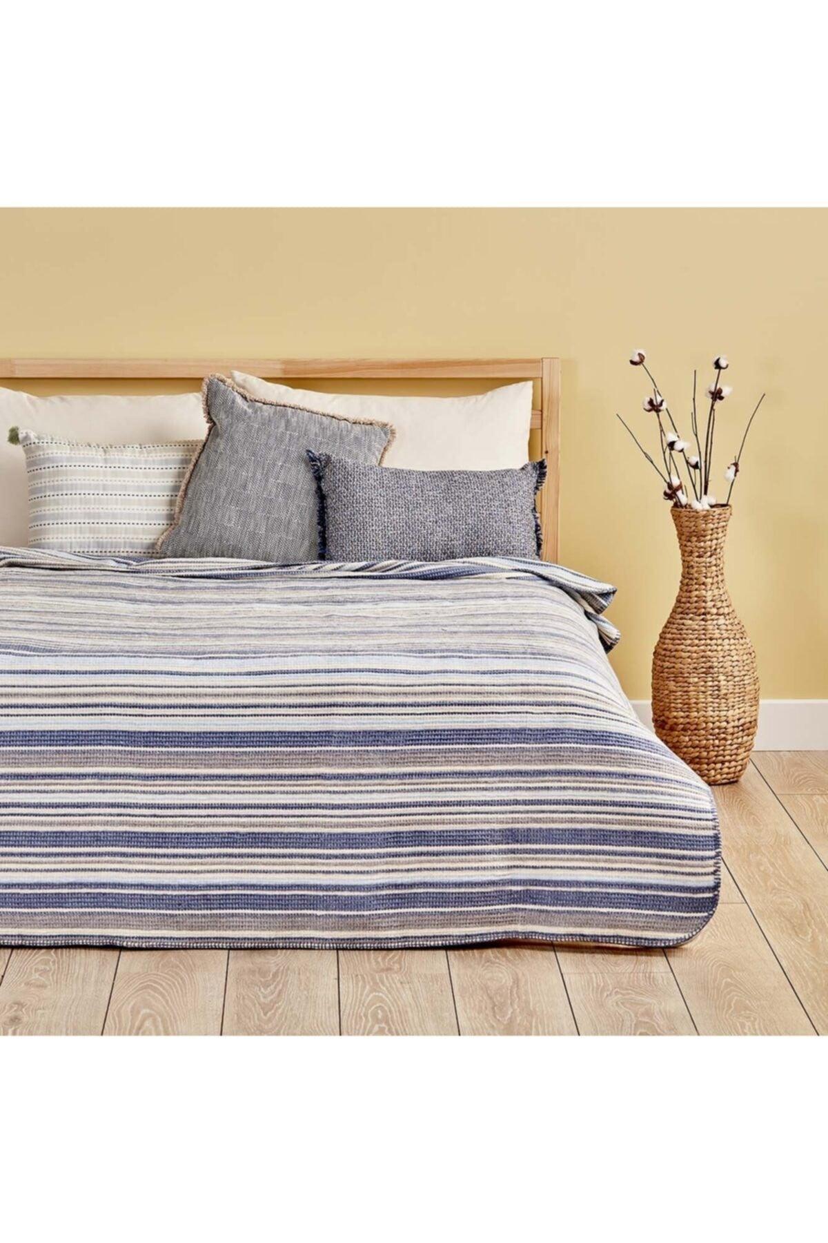 Stripe Cotton Single Blanket Blue (150x200 Cm) - Swordslife