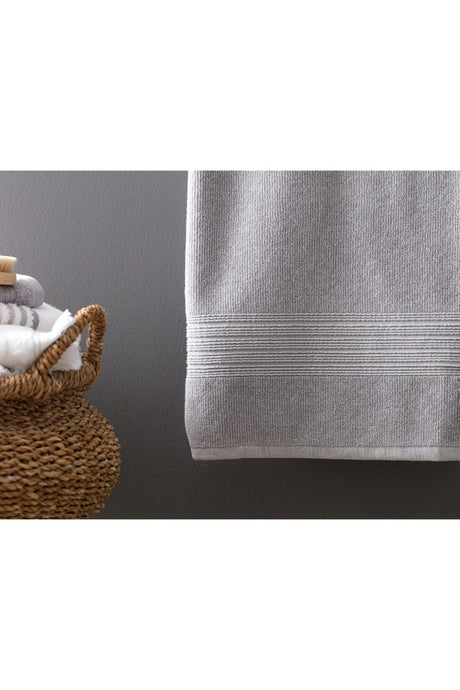 Stripe Dobby Bath Towel - Gray - 80x150 Cm