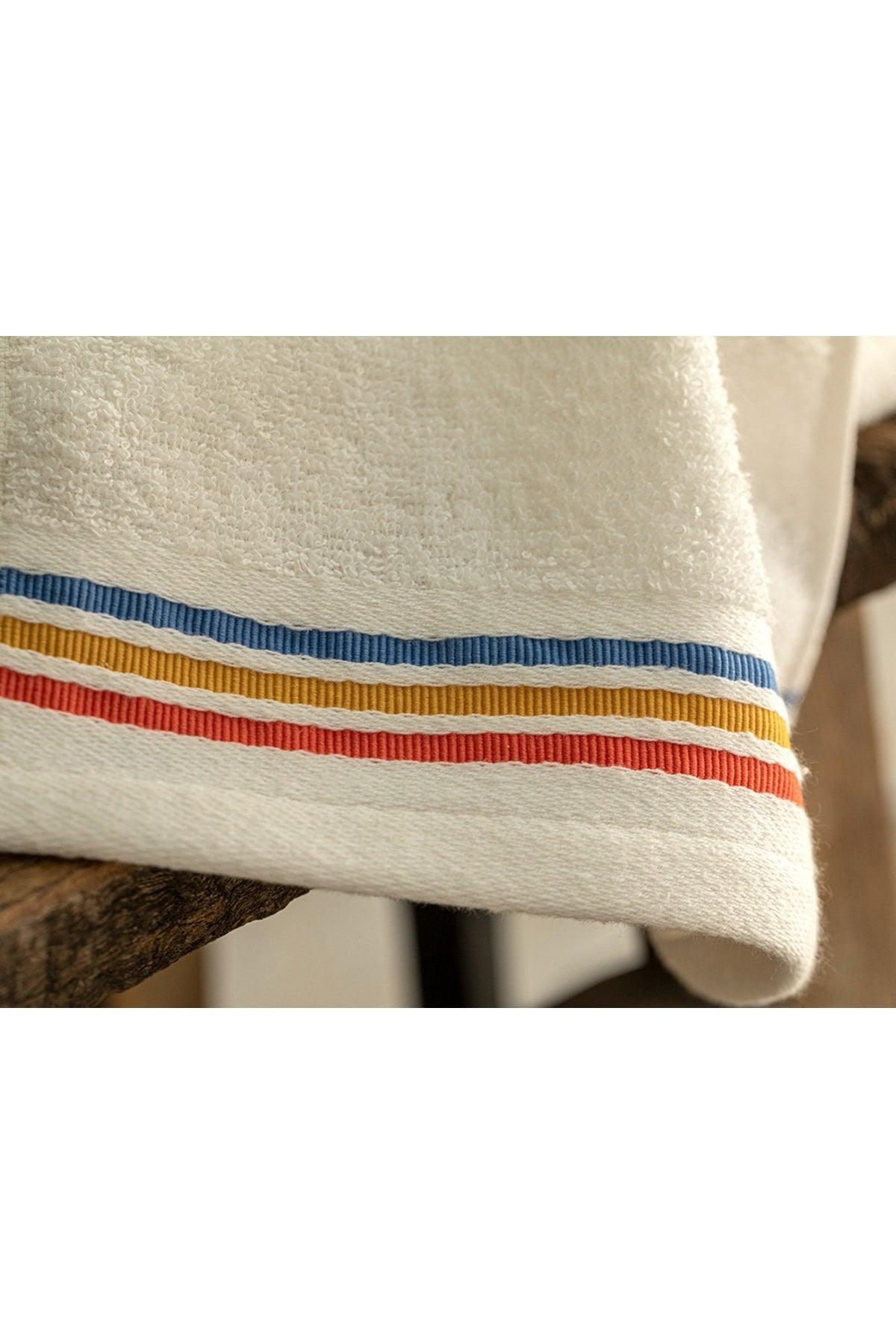 Striped Cotton Hand Towel 30x40 Cm Ecru -