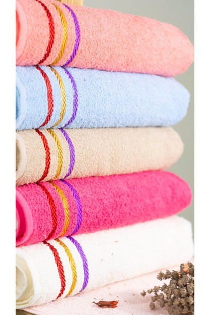 Striped Hand And Face Towel Set 6 Pcs 50 X 90