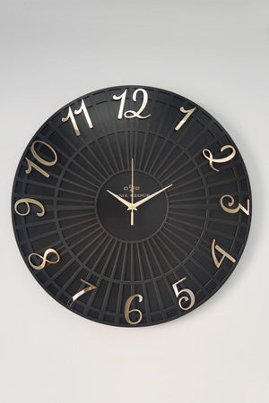 Striped Pattern Black & Gold 50cm Wall Clock Silent Mechanism - Swordslife