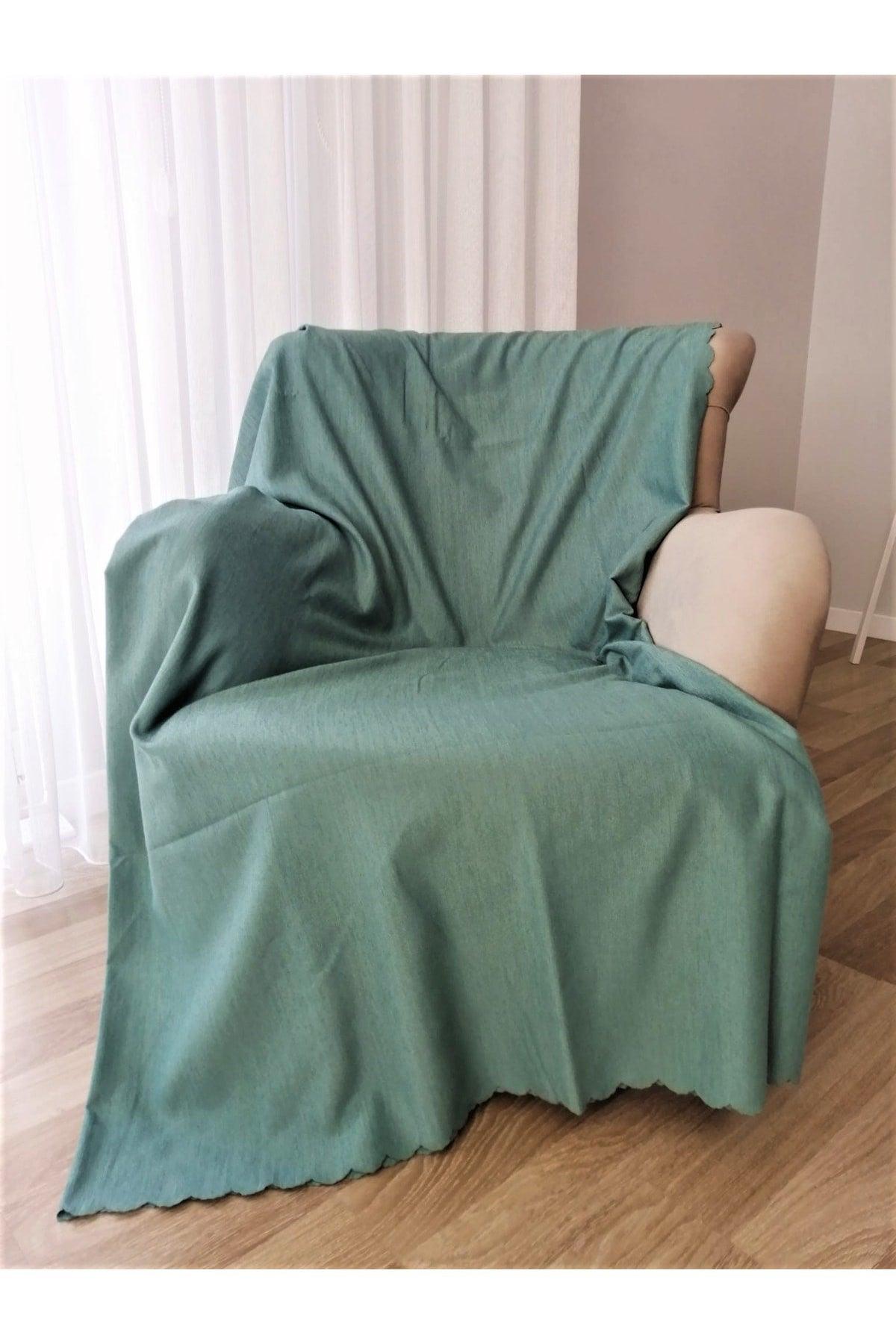 Water Green Color Non-Slip Double Sided Sofa Bed Seat Cover Shawl - Swordslife