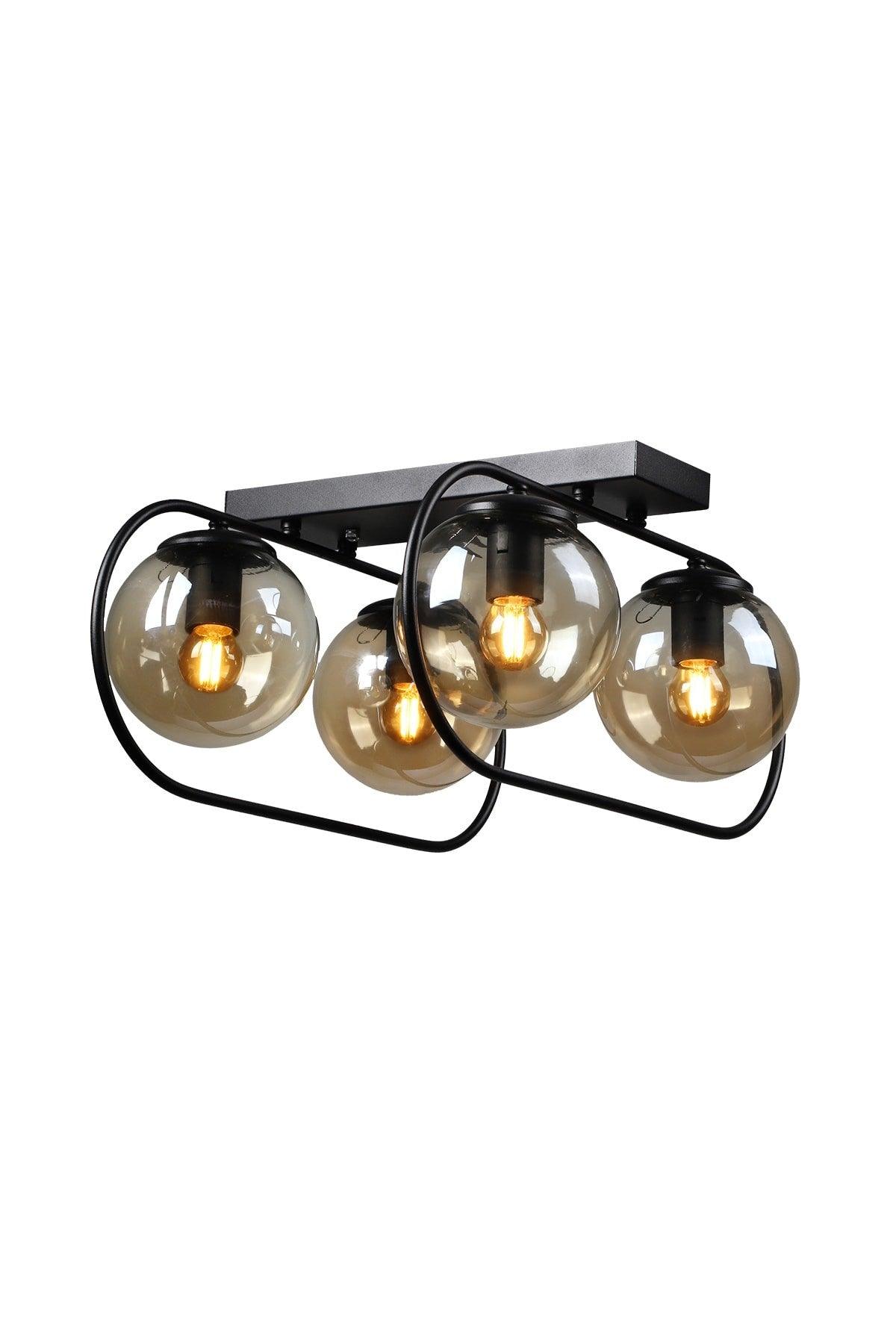 Sühan 4th Row Black Honey Globe Glass Chandelier - Swordslife