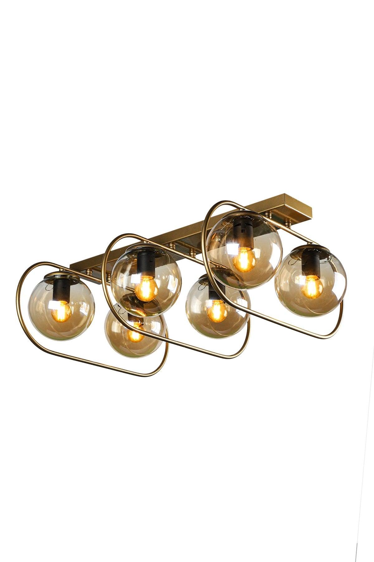 Sühan 6th Row Tumbled Honey Globe Glass Chandelier - Swordslife