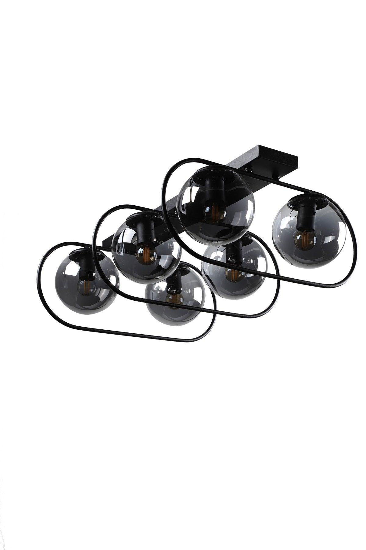 Sühan 6th Row Black-smoked Globe Glass Chandelier - Swordslife