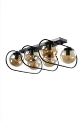 Sühan 6th Row Black Honey Globe Glass Chandelier