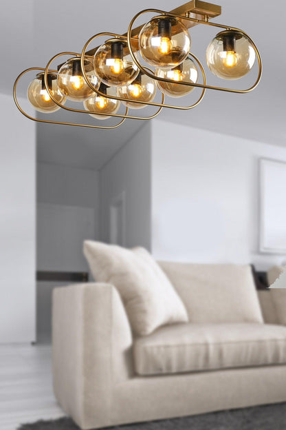 Sühan 8th Sequence Tumbled Honey Globe Glass Chandelier - Swordslife