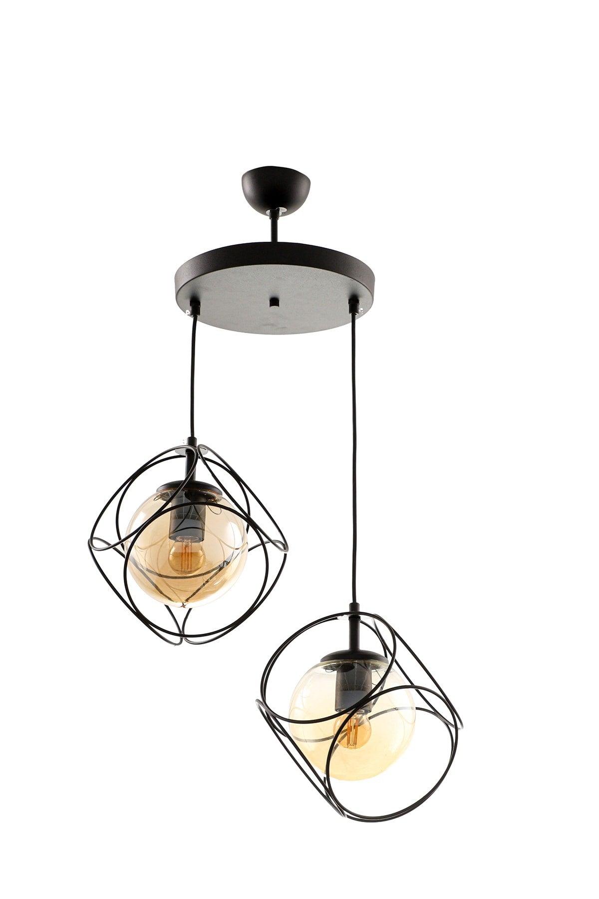 Suna 2.li Black-honey Glass Chandelier - Swordslife