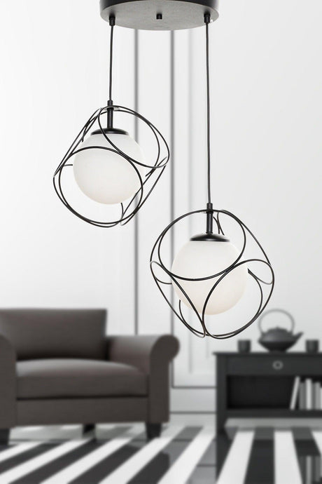 Suna 2.li Black-white Glass Chandelier - Swordslife