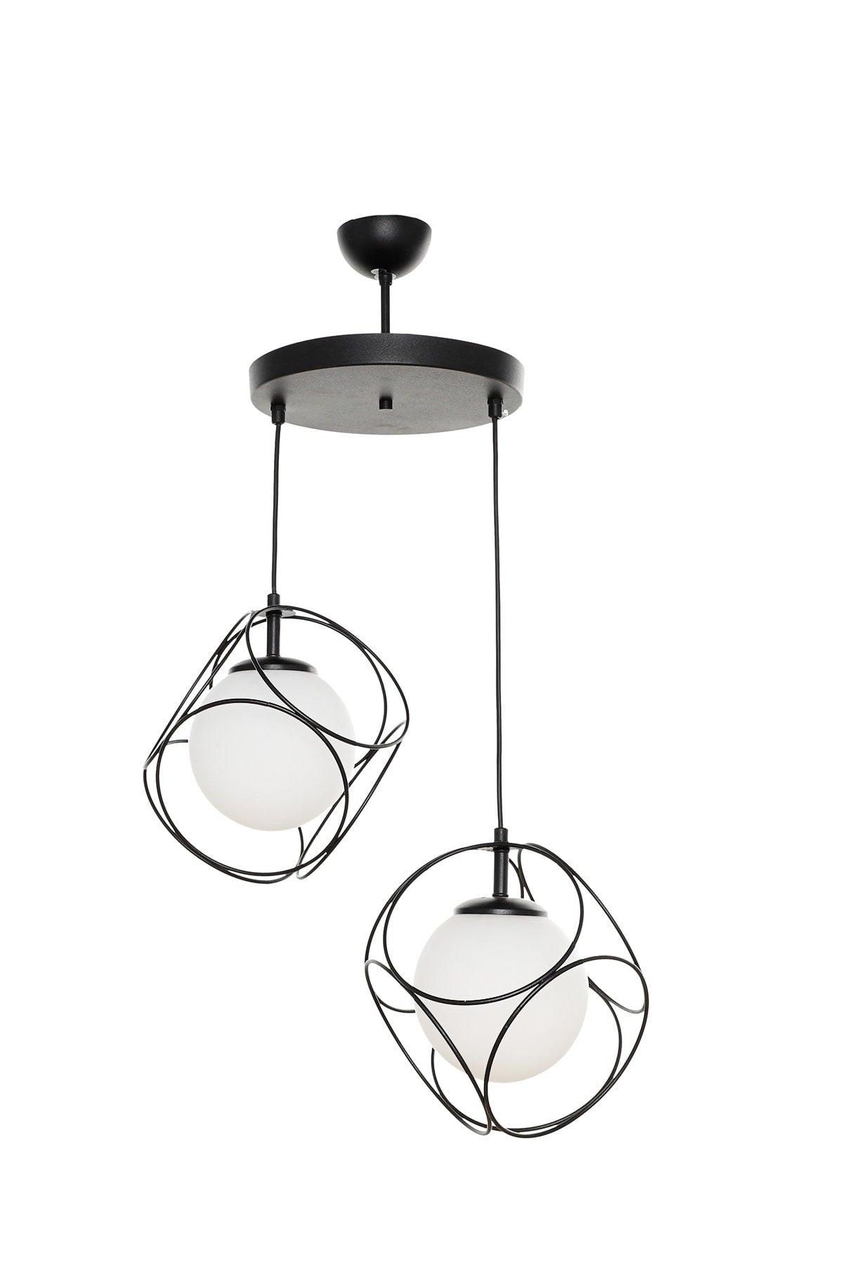 Suna 2.li Black-white Glass Chandelier - Swordslife