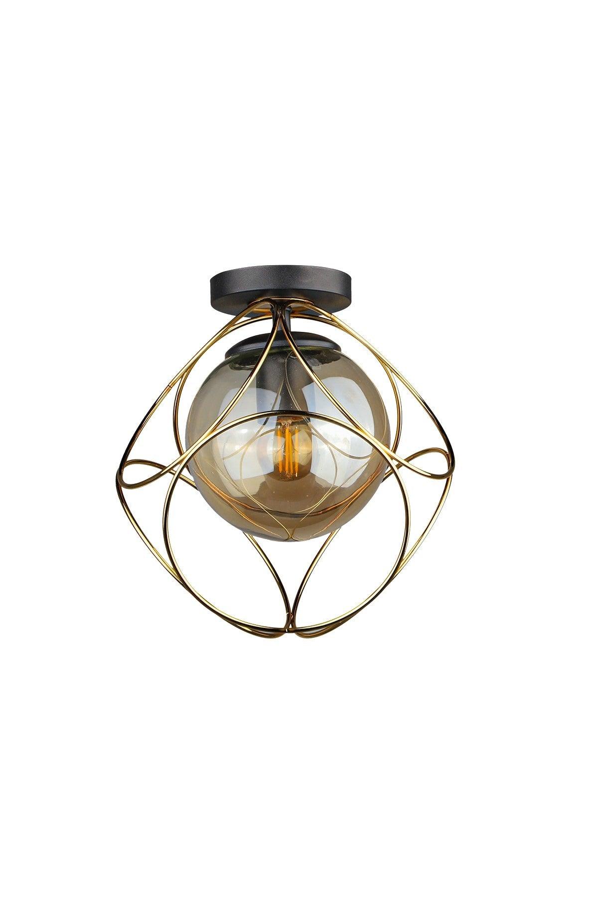 Suna Ceiling Mount Single Chandelier Gold Honey Glass