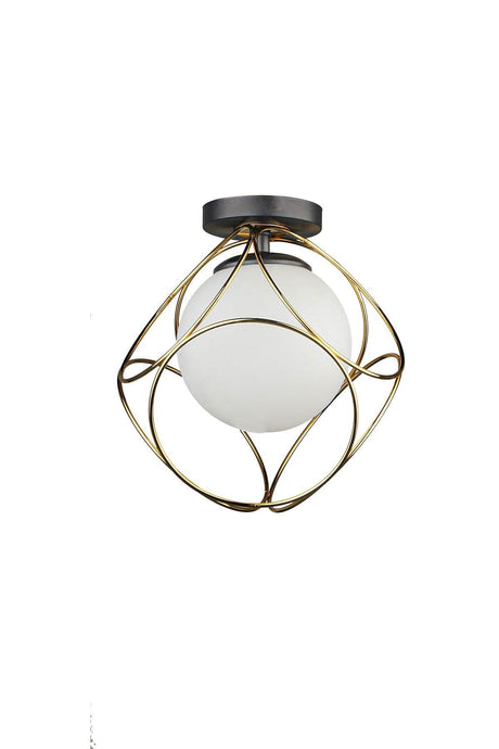 Suna Ceiling Mount Single Chandelier Gold White Glass - Swordslife