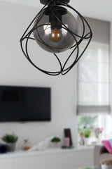 Suna Single Black-smoked Glass Ceiling Mount Chandelier - Swordslife