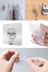 Super Strong Adhesive Waterproof Transparent Hanger Set of 5 Reusable Hooks - Swordslife