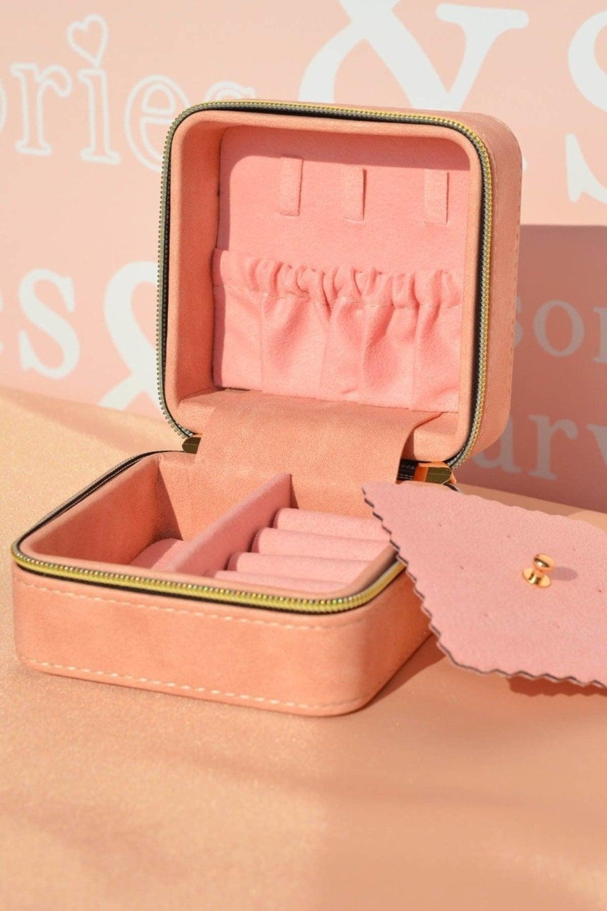 Jewelry Box Travel Organizer Jewelry Bag Soft Pink - Swordslife